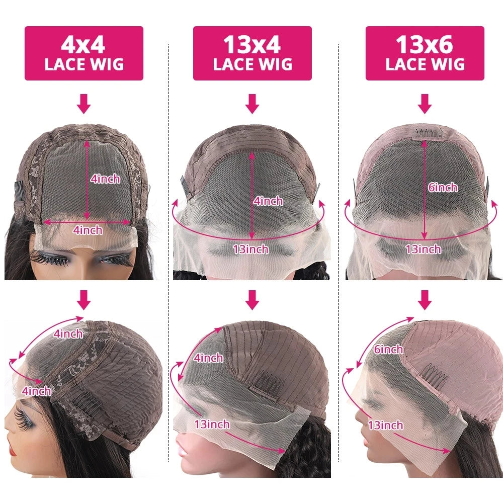 Nicelight Water Wave Transparent 13x6 Lace Frontal Wigs 30 Inch Brazilian Remy Pre Plucked Human Hair Wigs Curly Lace Front Wig