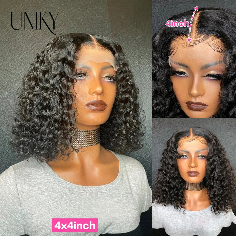 Short Bob Wig Lace Front Human Hair Wigs Deep Wave 13x4 Lace Frontal Wig Short Water Curly 4x4 Lace Closure Deep Curly Bob Wig