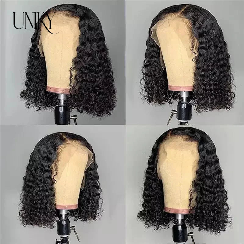 Short Bob Wig Lace Front Human Hair Wigs Deep Wave 13x4 Lace Frontal Wig Short Water Curly 4x4 Lace Closure Deep Curly Bob Wig