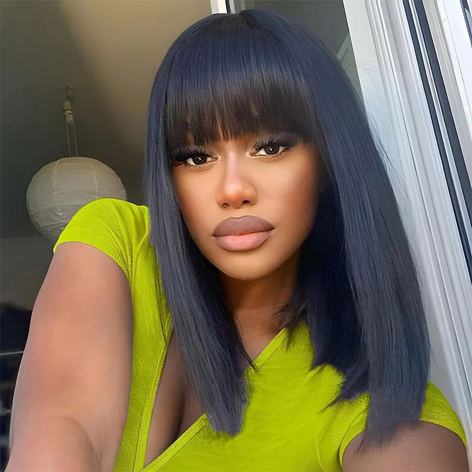 3x1 Middle Part Human Hair Wigs With Bangs Cheap Straight Wigs For Black Women 30 32 Inch Brazilian Wigs 100% Human Hair Wig