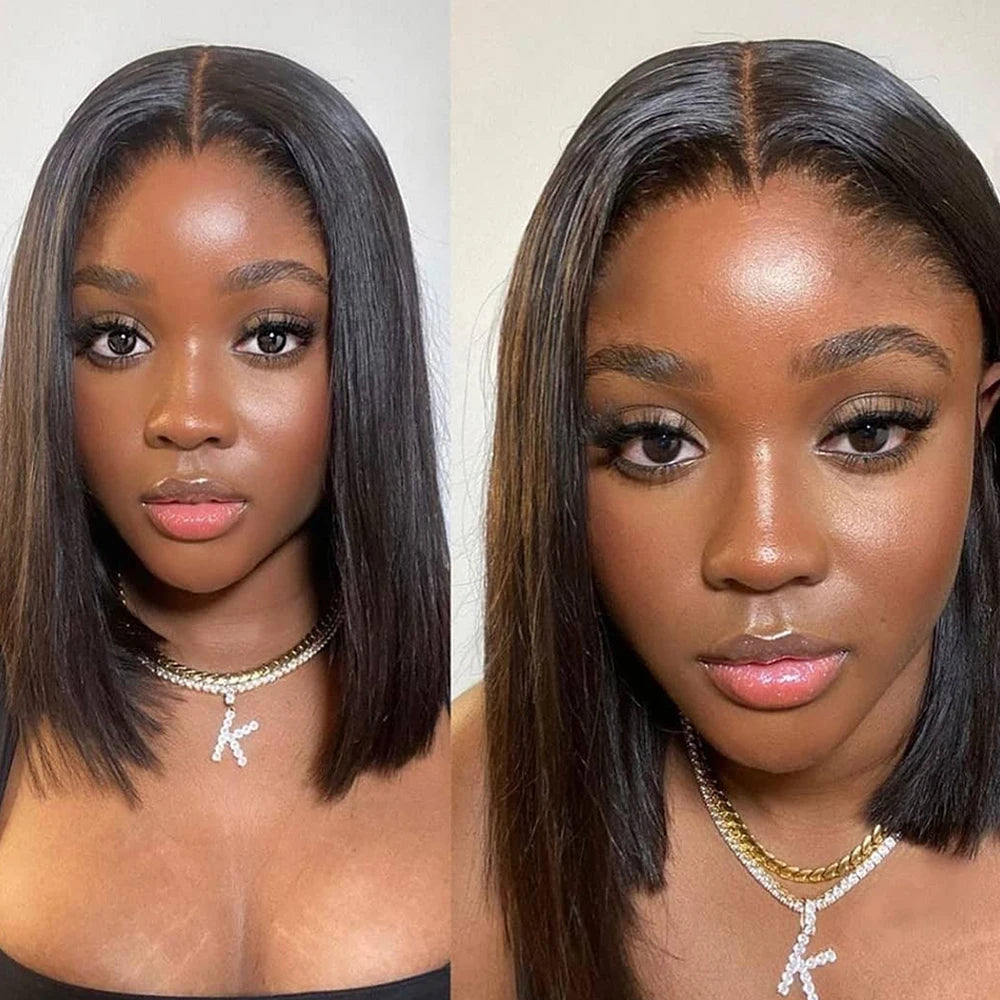 13x4 Lace Front Human Hair Wig Transparent Lace Frontal Wigs For Black Women Short Bob Wig Glueless Remy Straight Natural Wig