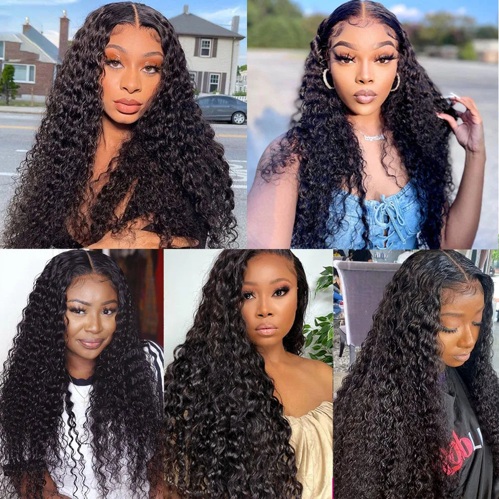 Nicelight Water Wave Transparent 13x6 Lace Frontal Wigs 30 Inch Brazilian Remy Pre Plucked Human Hair Wigs Curly Lace Front Wig