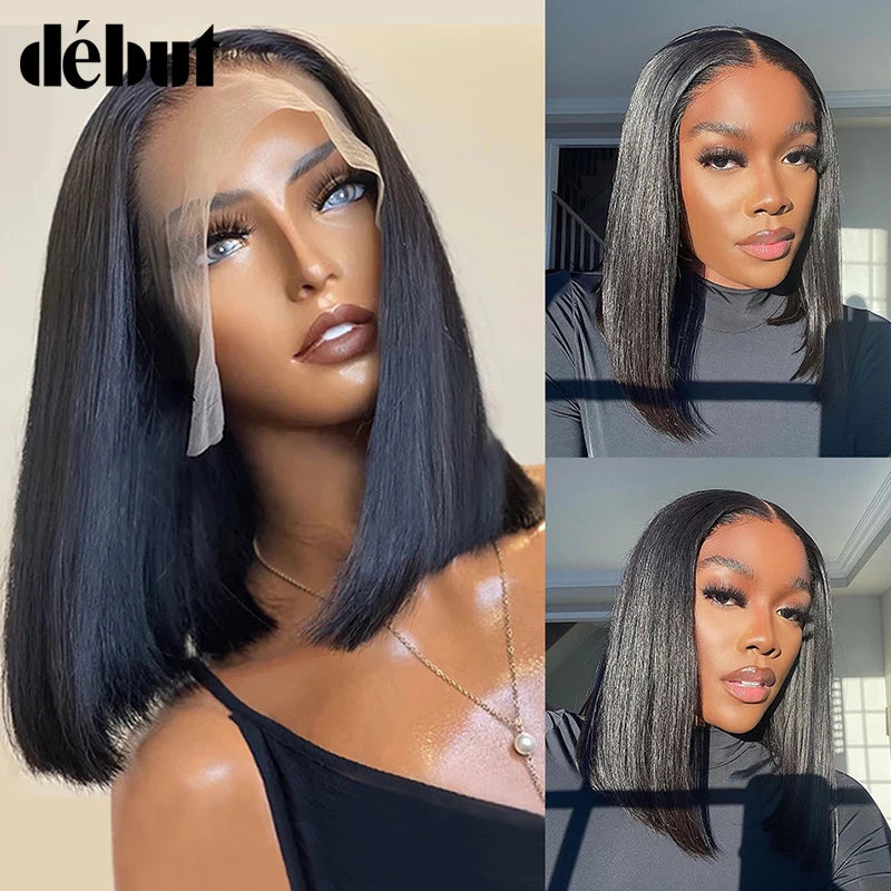 Bone Straight Short Bob Wig  180% Density 13*6*1 T Part Lace Human Hair Wigs For Women  Bob Wig Lace Frontal Wig Human Hair