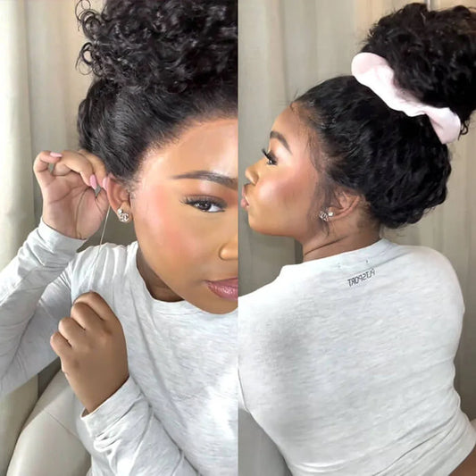 250 Density Invisible Strap Curly 360 Full Lace Front Human Hair Wig 30 Inch Water Wave Lace Frontal Wig Glueless Wig Human Hair