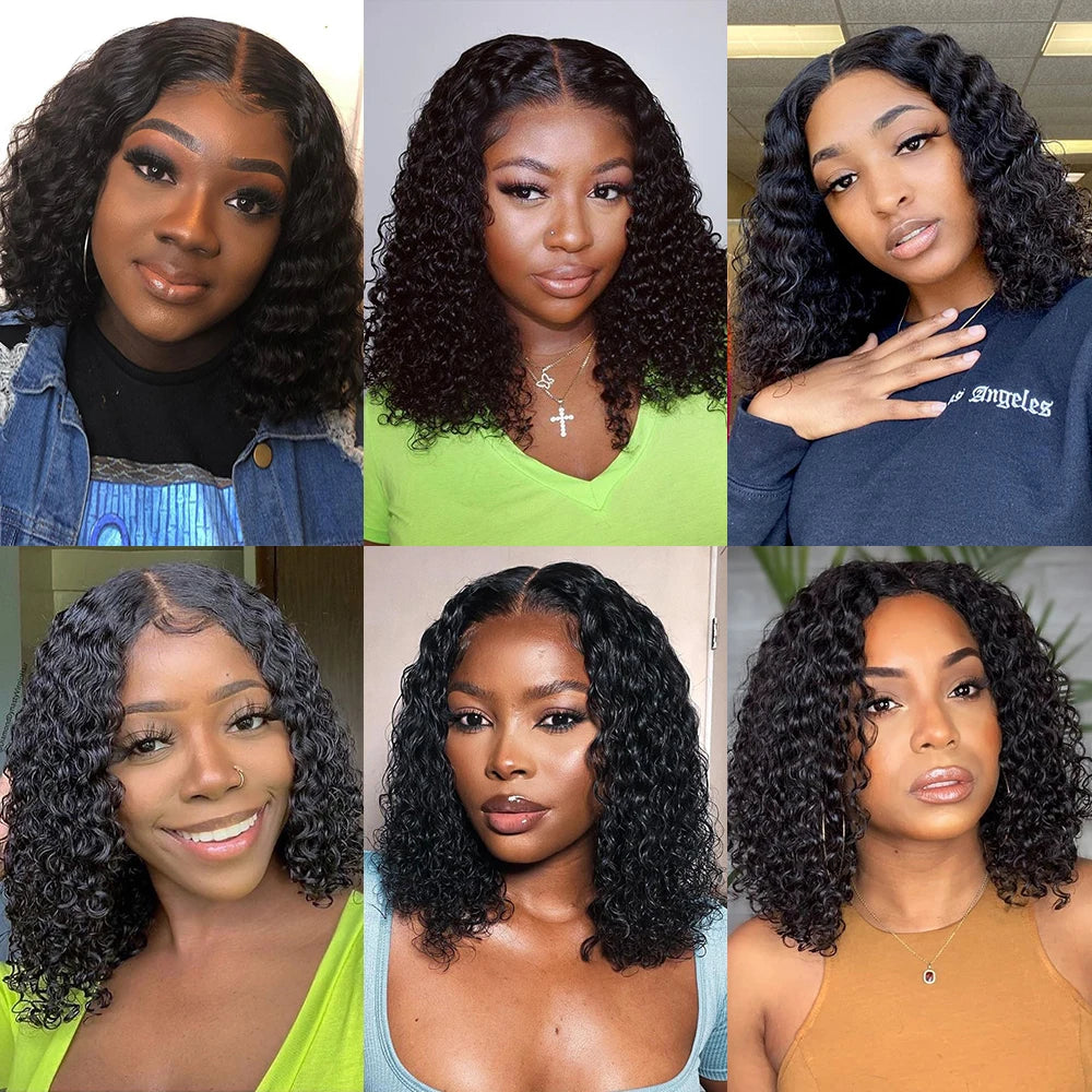 Pre Cut No Glue Deep Wave 13x4 Lace Frontal Wig Short Bob Wig Jerry Curly 7x5 Glueless Wig Human Hair Ready Go Wig For Women