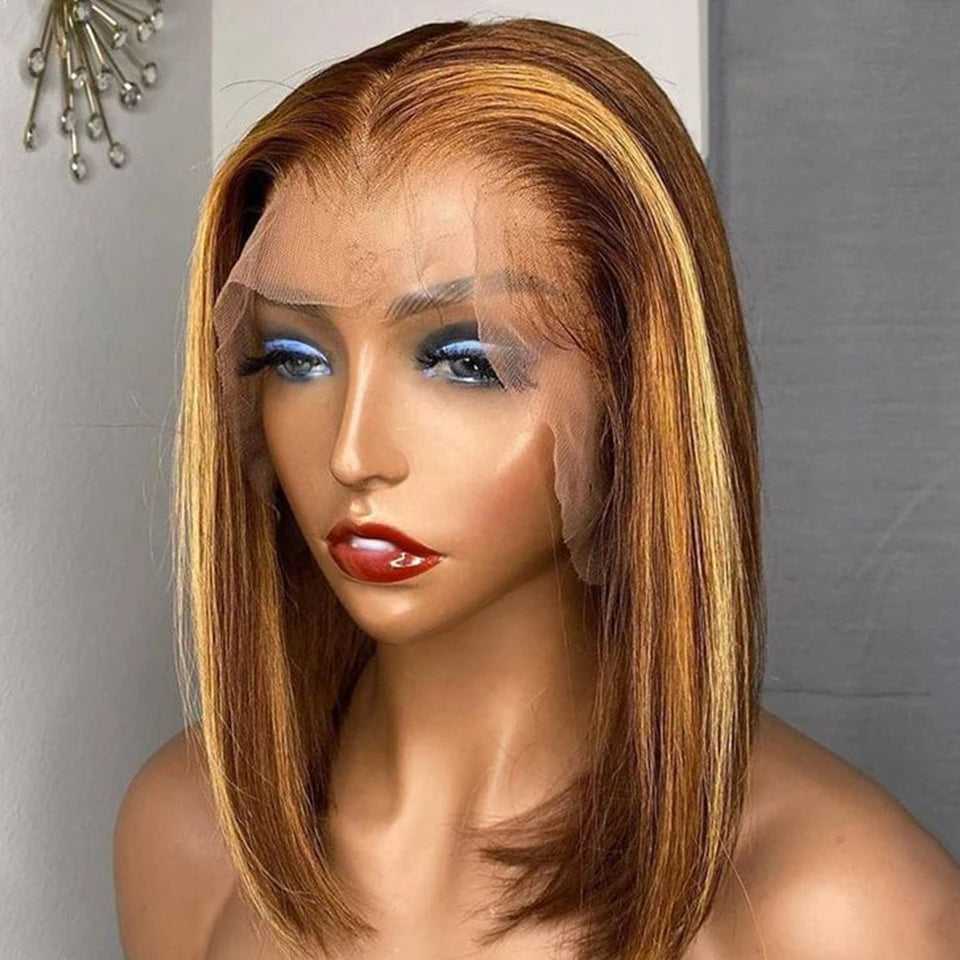 Bone Straight Short Bob Wig  180% Density 13*6*1 T Part Lace Human Hair Wigs For Women  Bob Wig Lace Frontal Wig Human Hair