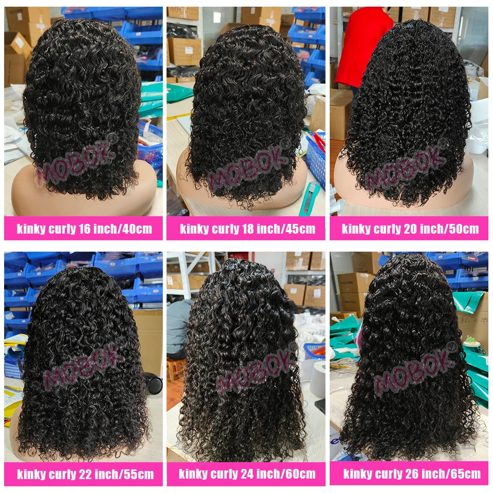 Human Hair Wigs Deep Wave Headband Wigs for Black Women No Lace Remy Hair Water Wave Headband Wigs KInky Curly 12-28 Inch Mobok