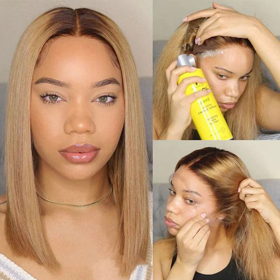 Bone Straight Short Bob Wig  180% Density 13*6*1 T Part Lace Human Hair Wigs For Women  Bob Wig Lace Frontal Wig Human Hair