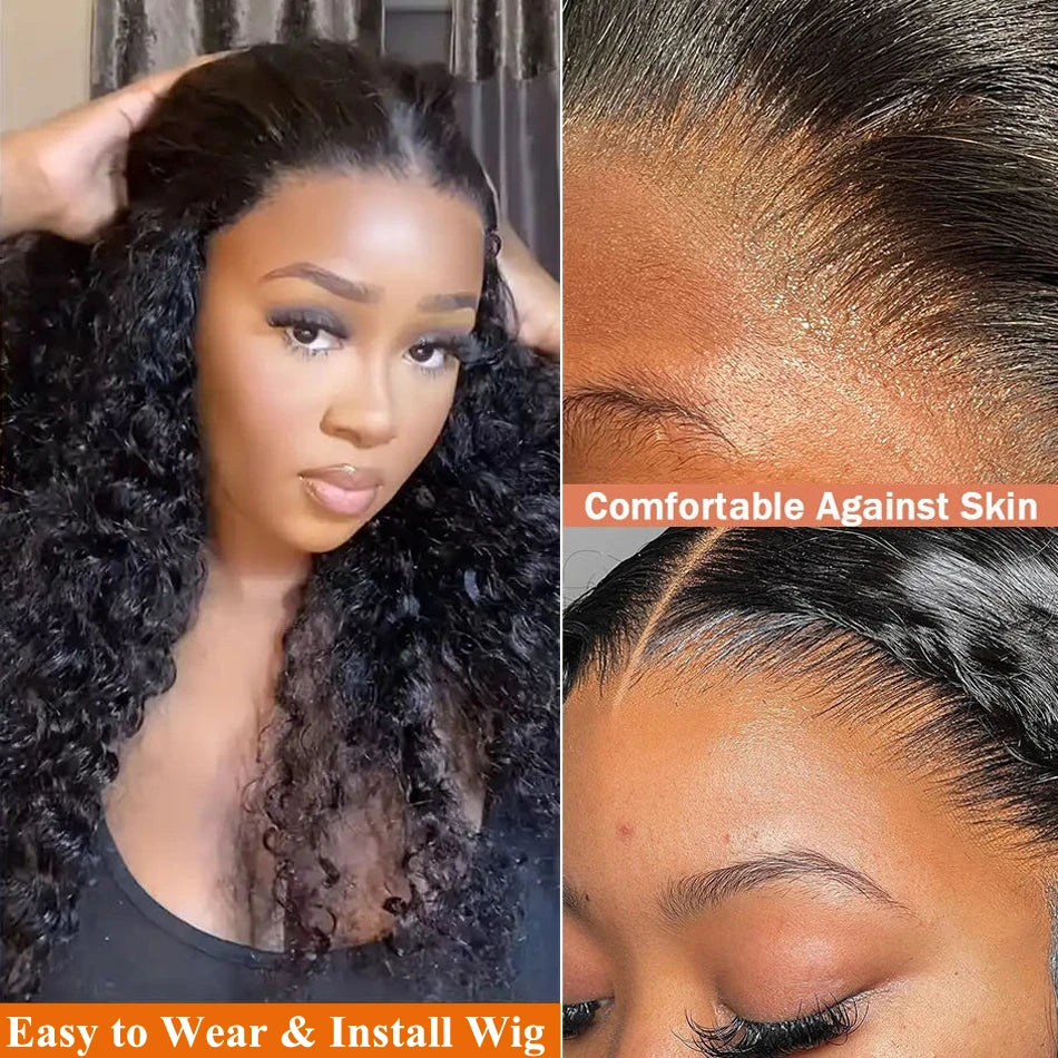 360 Lace Front Wig Human Hair Deep Wave Invisi Strap Snug Fit 360 Transparent HD Lace Frontal Wigs Pre Cut Lace Wig Ossilee
