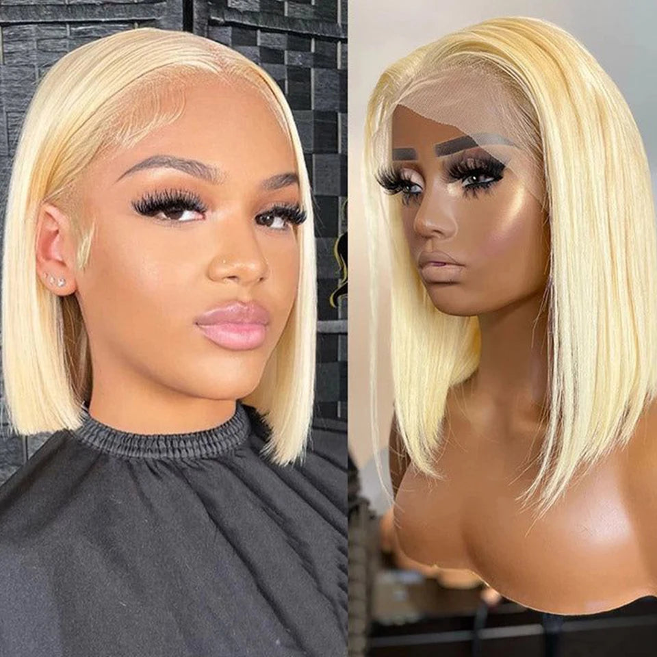 Bone Straight Short Bob Wig  180% Density 13*6*1 T Part Lace Human Hair Wigs For Women  Bob Wig Lace Frontal Wig Human Hair