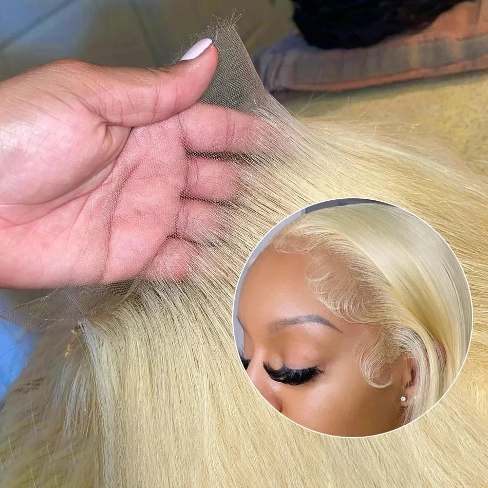 613 Honey Blonde Straight 13x6 Lace Front Human Hair Wigs HD Transparent Brazilian Preplucked 13×4 HD Lace Frontal Wig For Women