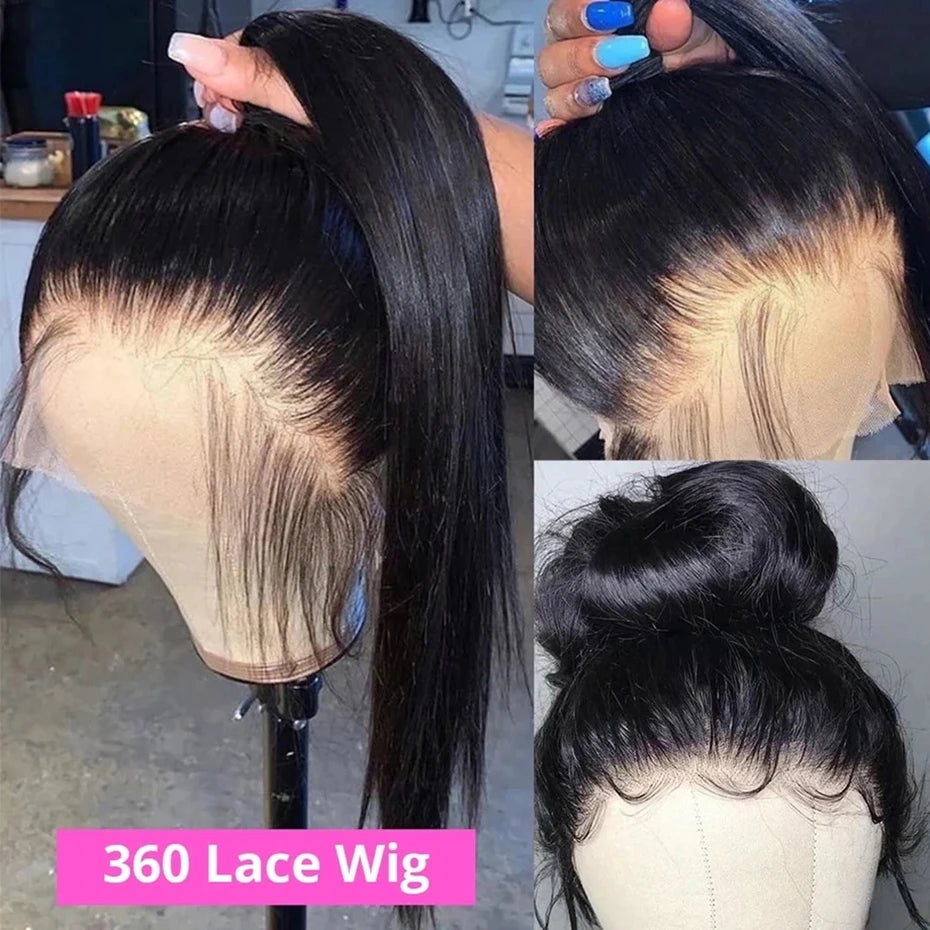 360 Transparent Lace Frontal Wigs Pre Plucked Brazilian Remy Straight 13X4 Lace Front Human Hair Wigs For Black Women Bling Hair
