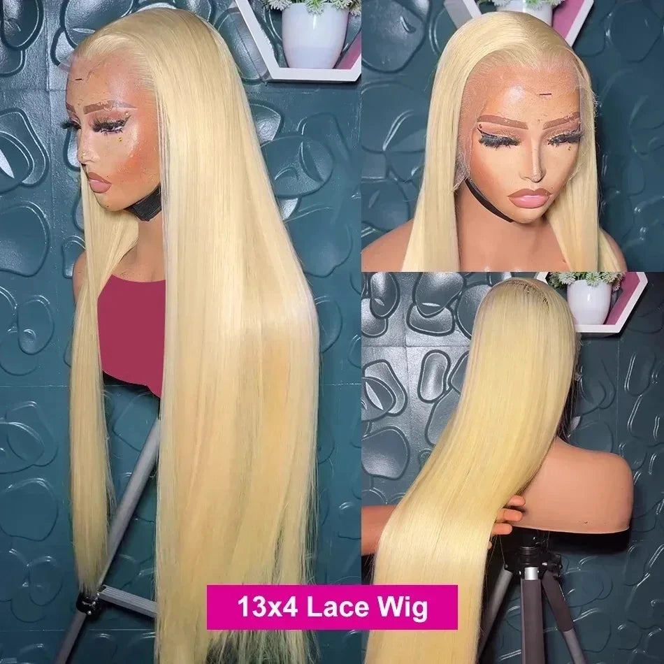 613 Honey Blonde Straight 13x6 Lace Front Human Hair Wigs HD Transparent Brazilian Preplucked 13×4 HD Lace Frontal Wig For Women