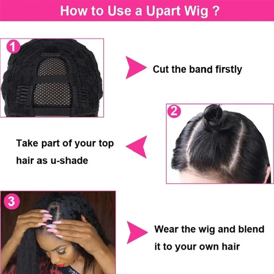 V Part Wigs Human Hair 30 34 Inch Remy Brazilian No Glue Straight Hair Wigs No Leave Out No Glue Upgrade U Part Human Hair Wigs