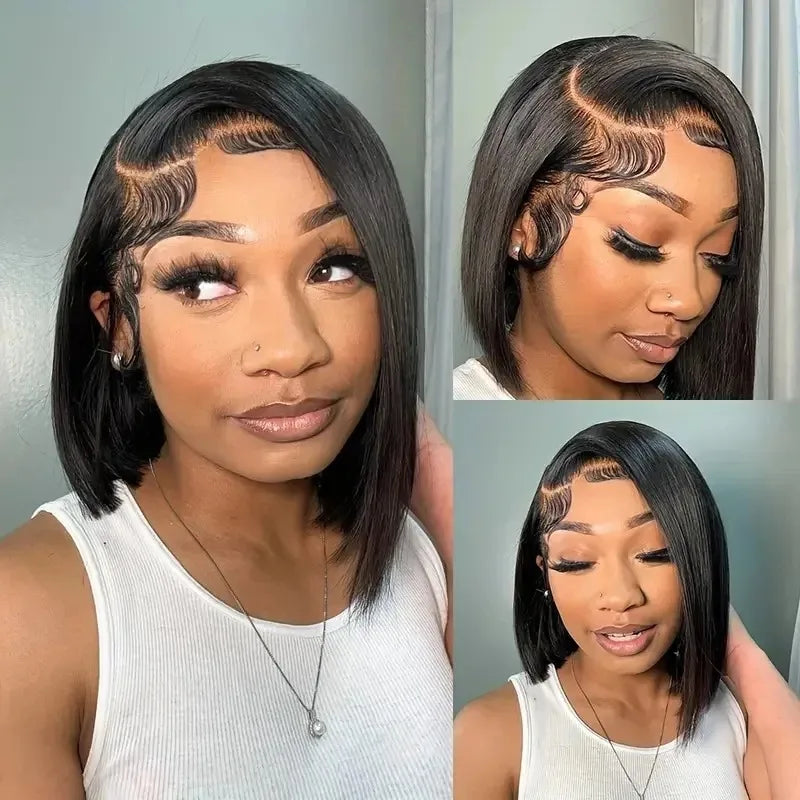 Bone Straight Bob 220% 13x6 Lace Front Human Hair Wigs 13x4 Lace Frontal Wig Transparent 5X5 Lace Closure Brazilian Remy Hair