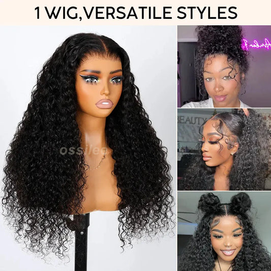 360 Lace Front Wig Human Hair Deep Wave Invisi Strap Snug Fit 360 Transparent HD Lace Frontal Wigs Pre Cut Lace Wig Ossilee