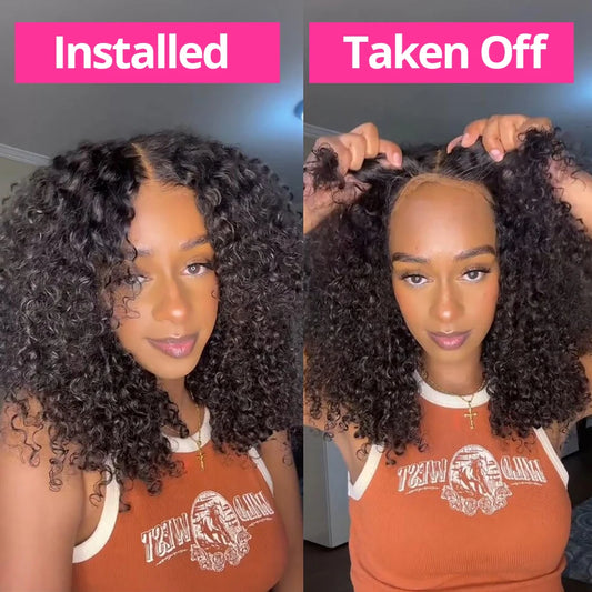Pre Cut No Glue Deep Wave 13x4 Lace Frontal Wig Short Bob Wig Jerry Curly 7x5 Glueless Wig Human Hair Ready Go Wig For Women