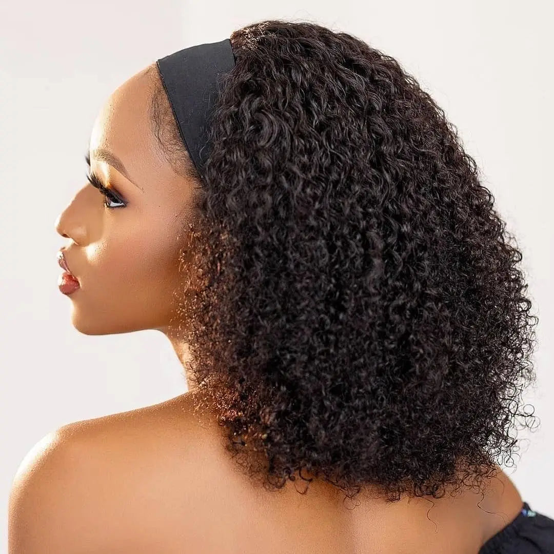 Human Hair Wigs Deep Wave Headband Wigs for Black Women No Lace Remy Hair Water Wave Headband Wigs KInky Curly 12-28 Inch Mobok