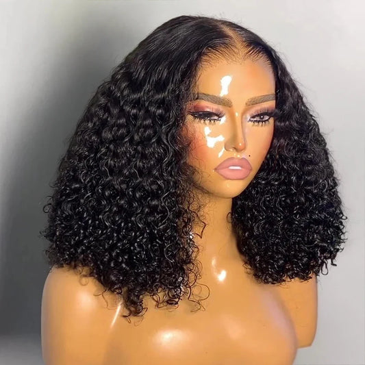 Pre Cut No Glue Deep Wave 13x4 Lace Frontal Wig Short Bob Wig Jerry Curly 7x5 Glueless Wig Human Hair Ready Go Wig For Women