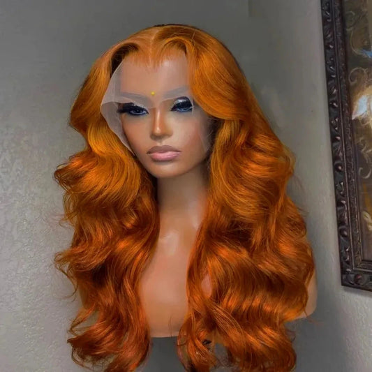 Ginger Orange 13x6 HD Lace Front Wigs Human Hair Bone Body Wave 13x4 Human Hair Lace Frontal Wigs Transparent Lace Wig For Women