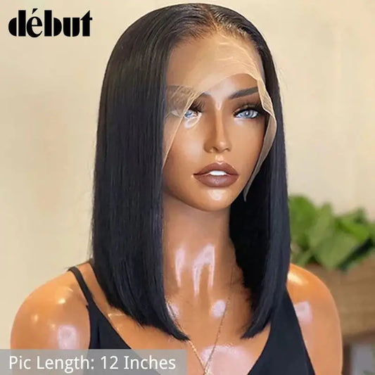 Bone Straight Short Bob Wig  180% Density 13*6*1 T Part Lace Human Hair Wigs For Women  Bob Wig Lace Frontal Wig Human Hair