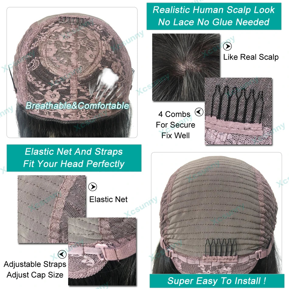 Curly Human Hair Wigs With Bangs Loose Curly Bang Wig Human Hair Scalp Top Brazilian Full Machine Made Wig 200 Density Xcsunny