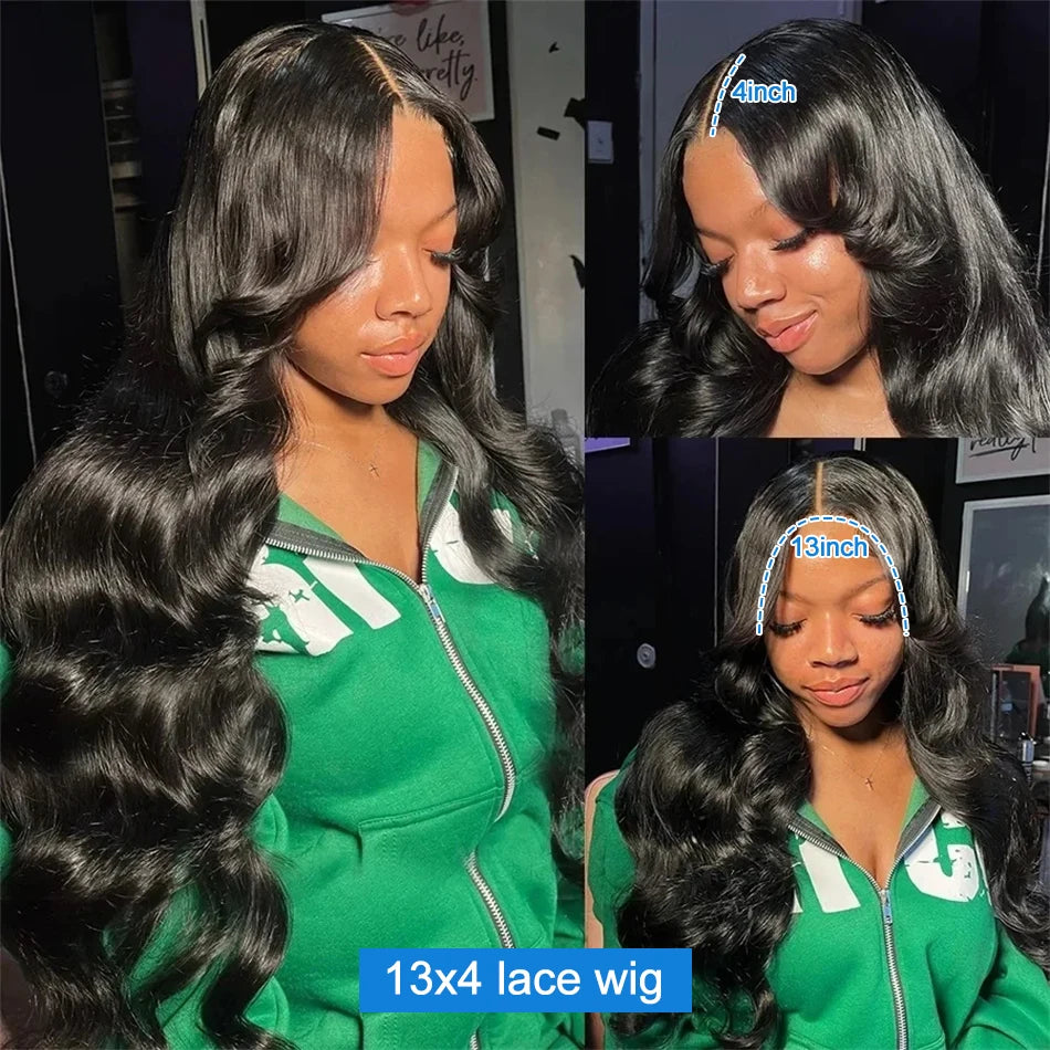 Body Wave 13x4 HD Transparent Lace Front Wig 30 32 Inch Brazilian Wavys 200% High Density Lace Frontal Human Hair Wigs For Women