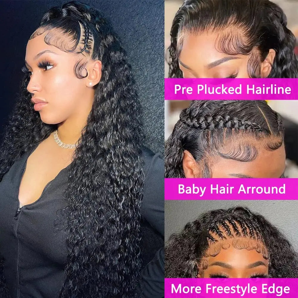 38 inch Deep Wave Wig Human Hair Lace Frontal Wigs 13x4 Transparent Lace Wigs Pre Plucked Wig For Women 6x4 5x5 Lace Closure Wig