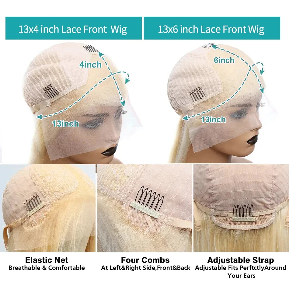613 Honey Blonde Straight 13x6 Lace Front Human Hair Wigs HD Transparent Brazilian Preplucked 13×4 HD Lace Frontal Wig For Women