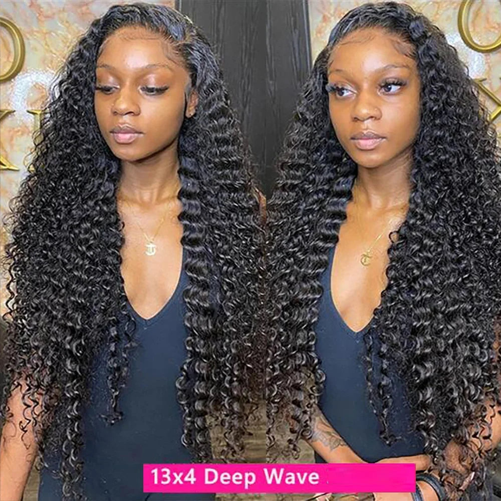 38 inch Deep Wave Wig Human Hair Lace Frontal Wigs 13x4 Transparent Lace Wigs Pre Plucked Wig For Women 6x4 5x5 Lace Closure Wig