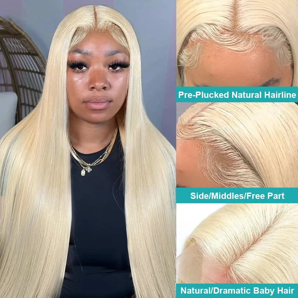 613 Honey Blonde Straight 13x6 Lace Front Human Hair Wigs HD Transparent Brazilian Preplucked 13×4 HD Lace Frontal Wig For Women