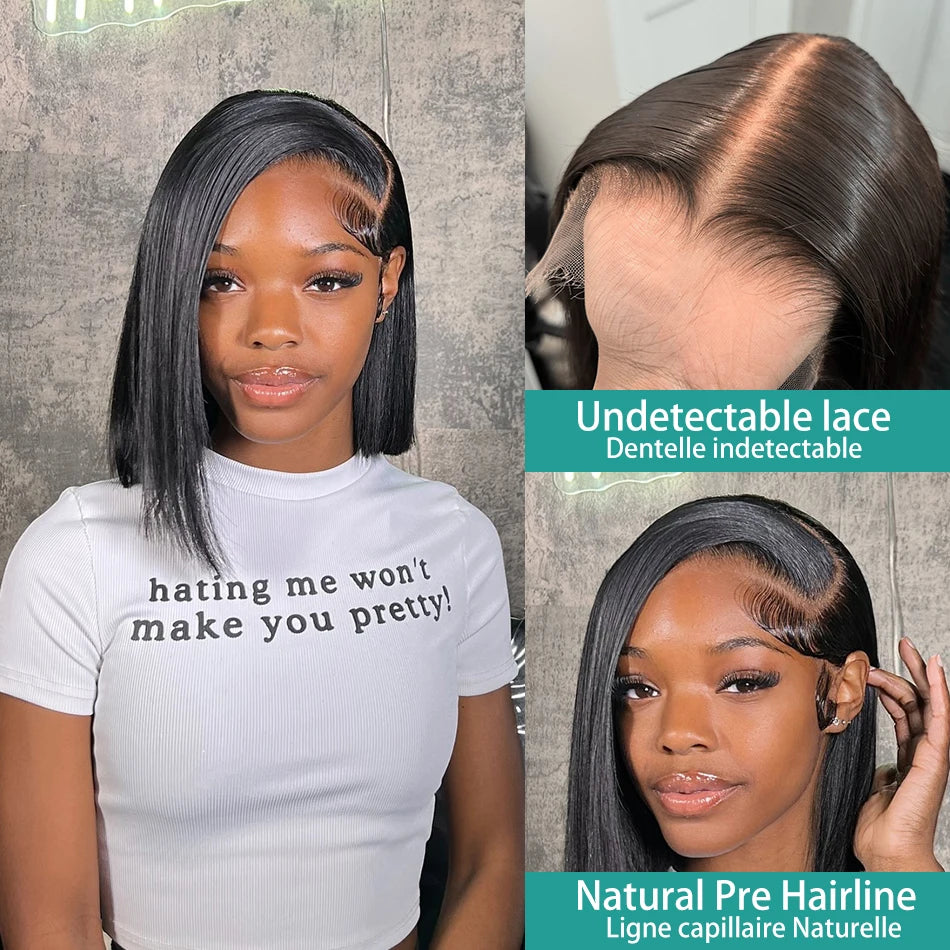Bone Straight Bob 220% 13x6 Lace Front Human Hair Wigs 13x4 Lace Frontal Wig Transparent 5X5 Lace Closure Brazilian Remy Hair