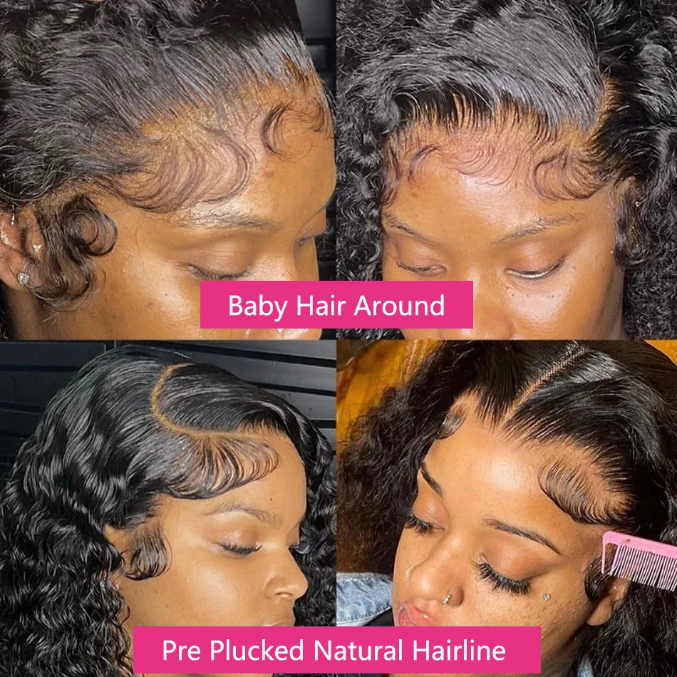 Pre Cut No Glue Deep Wave 13x4 Lace Frontal Wig Short Bob Wig Jerry Curly 7x5 Glueless Wig Human Hair Ready Go Wig For Women