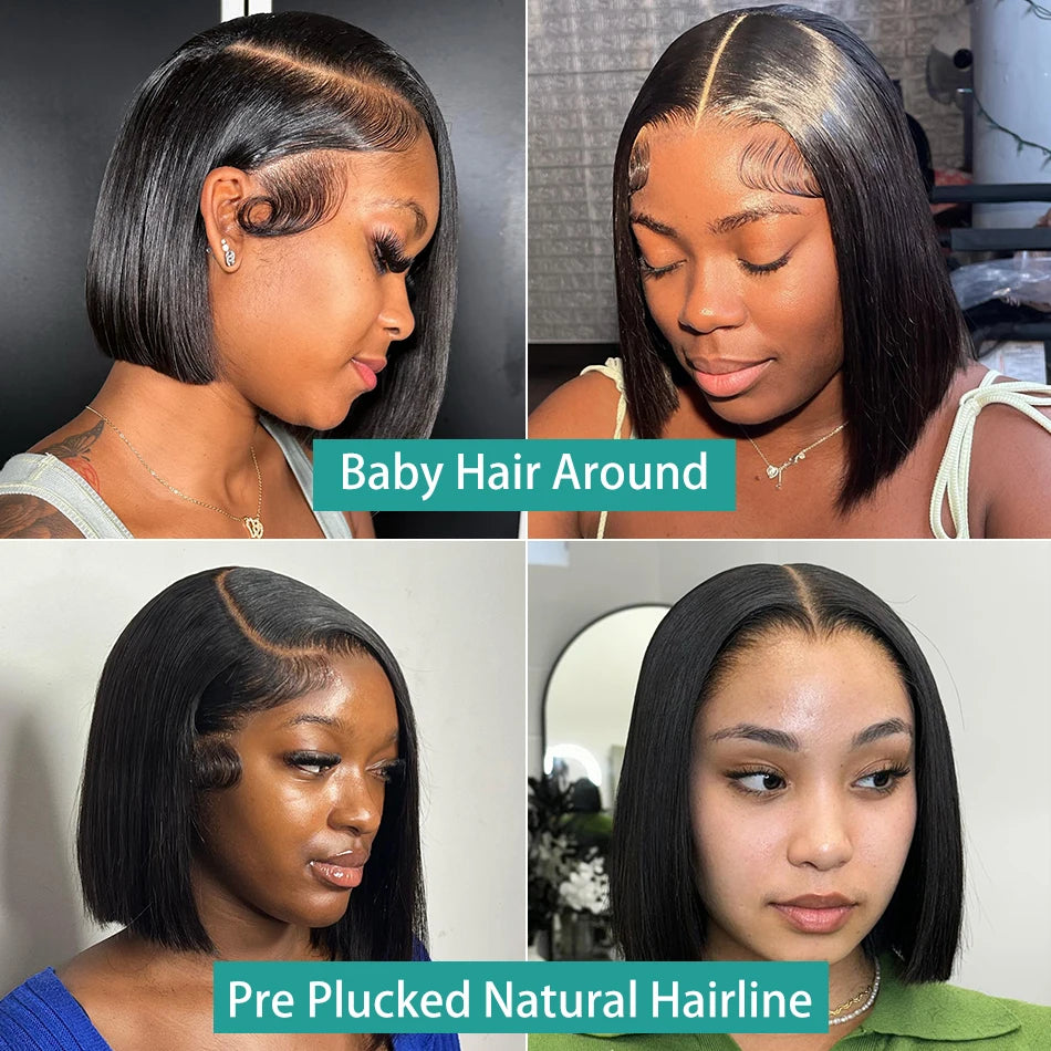 Bone Straight Bob 220% 13x6 Lace Front Human Hair Wigs 13x4 Lace Frontal Wig Transparent 5X5 Lace Closure Brazilian Remy Hair