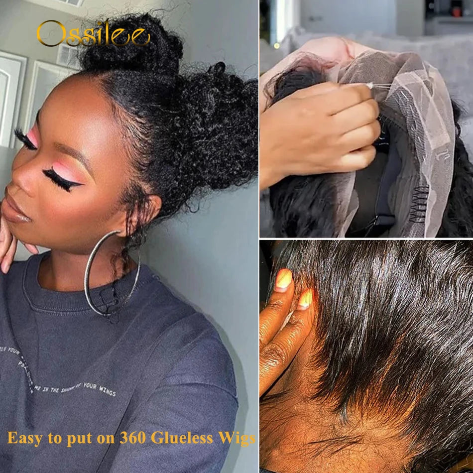 360 Lace Front Wig Human Hair Deep Wave Invisi Strap Snug Fit 360 Transparent HD Lace Frontal Wigs Pre Cut Lace Wig Ossilee